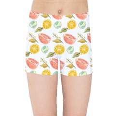 Citrus Gouache Pattern Kids  Sports Shorts by EvgeniaEsenina