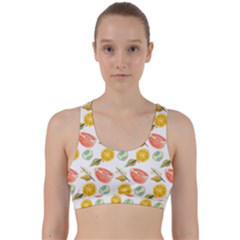 Citrus Gouache Pattern Back Weave Sports Bra by EvgeniaEsenina