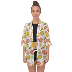 Citrus Gouache Pattern Open Front Chiffon Kimono by EvgeniaEsenina