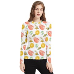 Citrus Gouache Pattern Women s Long Sleeve Rash Guard