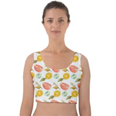 Citrus Gouache Pattern Velvet Crop Top by EvgeniaEsenina