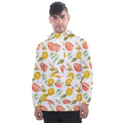 Citrus Gouache Pattern Men s Front Pocket Pullover Windbreaker