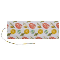 Citrus Gouache Pattern Roll Up Canvas Pencil Holder (m) by EvgeniaEsenina