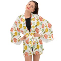 Citrus Gouache Pattern Long Sleeve Kimono by EvgeniaEsenina