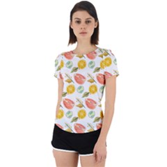 Citrus Gouache Pattern Back Cut Out Sport Tee