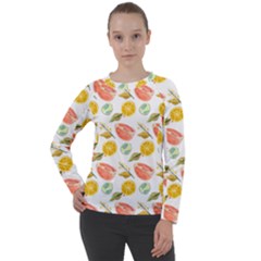 Citrus Gouache Pattern Women s Long Sleeve Raglan Tee