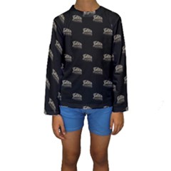 Dinosaur Skeleton Head Motif Pattern Kids  Long Sleeve Swimwear