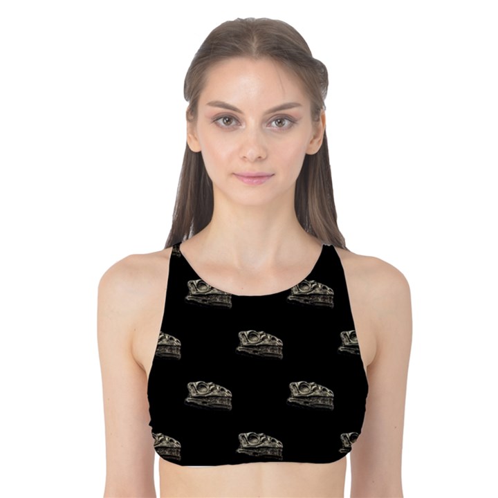 Dinosaur Skeleton Head Motif Pattern Tank Bikini Top