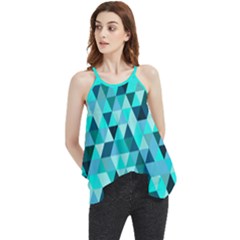 Teal Triangles Pattern Flowy Camisole Tank Top