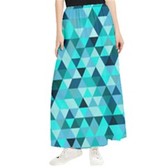 Teal Triangles Pattern Maxi Chiffon Skirt