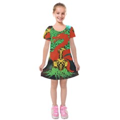 Ragnarok Dragon Monster Kids  Short Sleeve Velvet Dress by HermanTelo