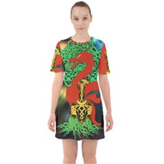 Ragnarok Dragon Monster Sixties Short Sleeve Mini Dress by HermanTelo