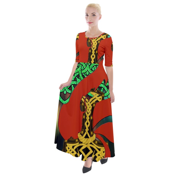 Ragnarok Dragon Monster Half Sleeves Maxi Dress