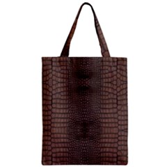 Brown Alligator Leather Skin Zipper Classic Tote Bag by LoolyElzayat