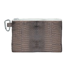 Brown Alligator Leather Skin Canvas Cosmetic Bag (medium) by LoolyElzayat