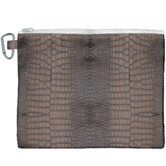 Brown Alligator Leather Skin Canvas Cosmetic Bag (xxxl)