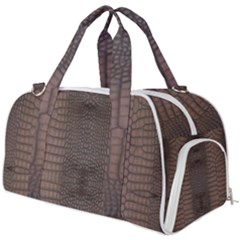 Brown Alligator Leather Skin Burner Gym Duffel Bag by LoolyElzayat