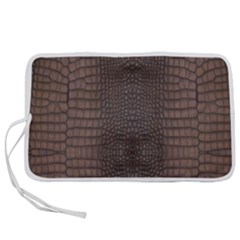 Brown Alligator Leather Skin Pen Storage Case (m) by LoolyElzayat