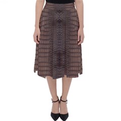 Brown Alligator Leather Skin Classic Midi Skirt by LoolyElzayat