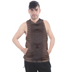 Brown Alligator Leather Skin Men s Sleeveless Hoodie by LoolyElzayat