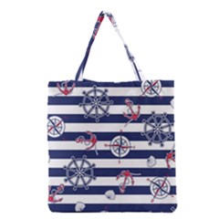 Seamless-marine-pattern Grocery Tote Bag by BangZart