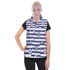 Seamless-marine-pattern Women s Button Up Vest