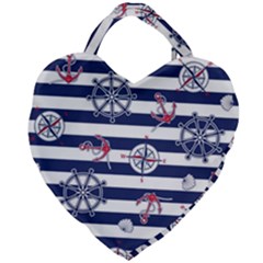 Seamless-marine-pattern Giant Heart Shaped Tote