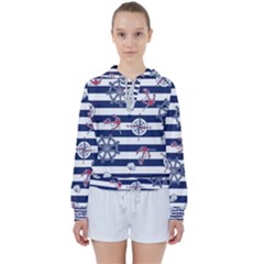 Seamless-marine-pattern Women s Tie Up Sweat