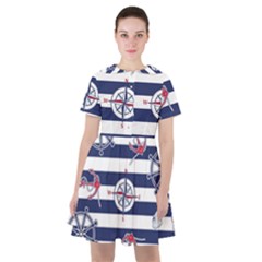 Seamless-marine-pattern Sailor Dress