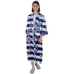 Seamless-marine-pattern Maxi Satin Kimono