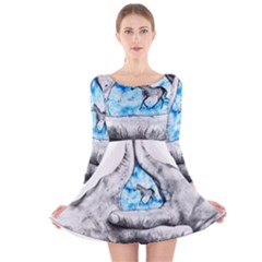 Hands Horse Hand Dream Long Sleeve Velvet Skater Dress