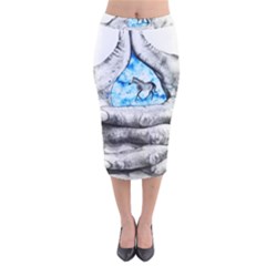 Hands Horse Hand Dream Velvet Midi Pencil Skirt