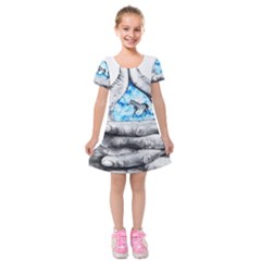 Hands Horse Hand Dream Kids  Short Sleeve Velvet Dress