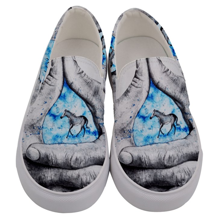 Hands Horse Hand Dream Men s Canvas Slip Ons