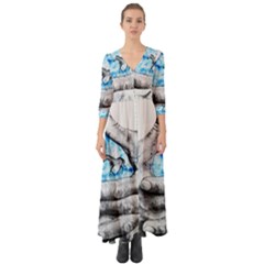 Hands Horse Hand Dream Button Up Boho Maxi Dress