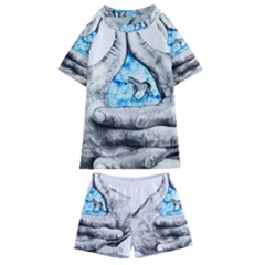 Hands Horse Hand Dream Kids  Swim Tee And Shorts Set by HermanTelo