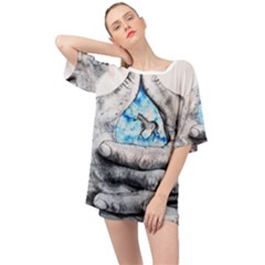 Hands Horse Hand Dream Oversized Chiffon Top by HermanTelo