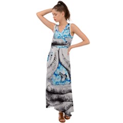 Hands Horse Hand Dream V-neck Chiffon Maxi Dress by HermanTelo