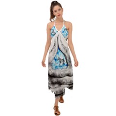 Hands Horse Hand Dream Halter Tie Back Dress 