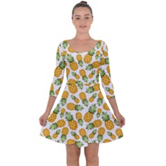 Pineapples Quarter Sleeve Skater Dress