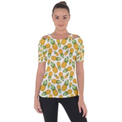 Pineapples Shoulder Cut Out Short Sleeve Top