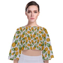 Pineapples Tie Back Butterfly Sleeve Chiffon Top by goljakoff