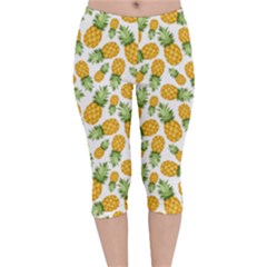 Pineapples Velvet Capri Leggings  by goljakoff