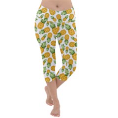 Pineapples Lightweight Velour Capri Yoga Leggings by goljakoff