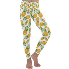 Pineapples Kids  Lightweight Velour Classic Yoga Leggings by goljakoff