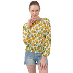 Pineapples Banded Bottom Chiffon Top by goljakoff