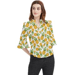 Pineapples Loose Horn Sleeve Chiffon Blouse