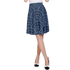 Blue Sashiko Pattern A-line Skirt by goljakoff