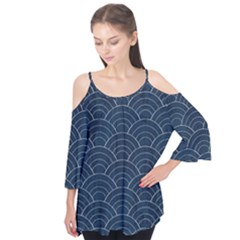 Blue Sashiko Pattern Flutter Tees