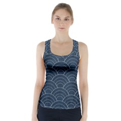 Blue Sashiko Pattern Racer Back Sports Top by goljakoff